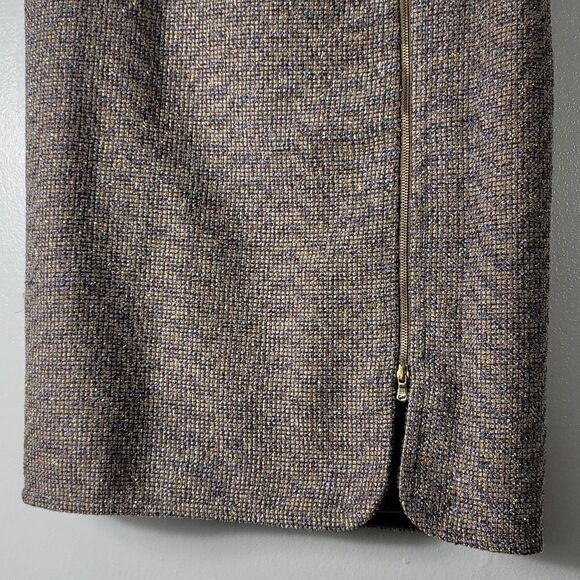J.Crew Nwt Purple Gold Sparkle Tweed Front Zip Skirt - Picture 7 of 12